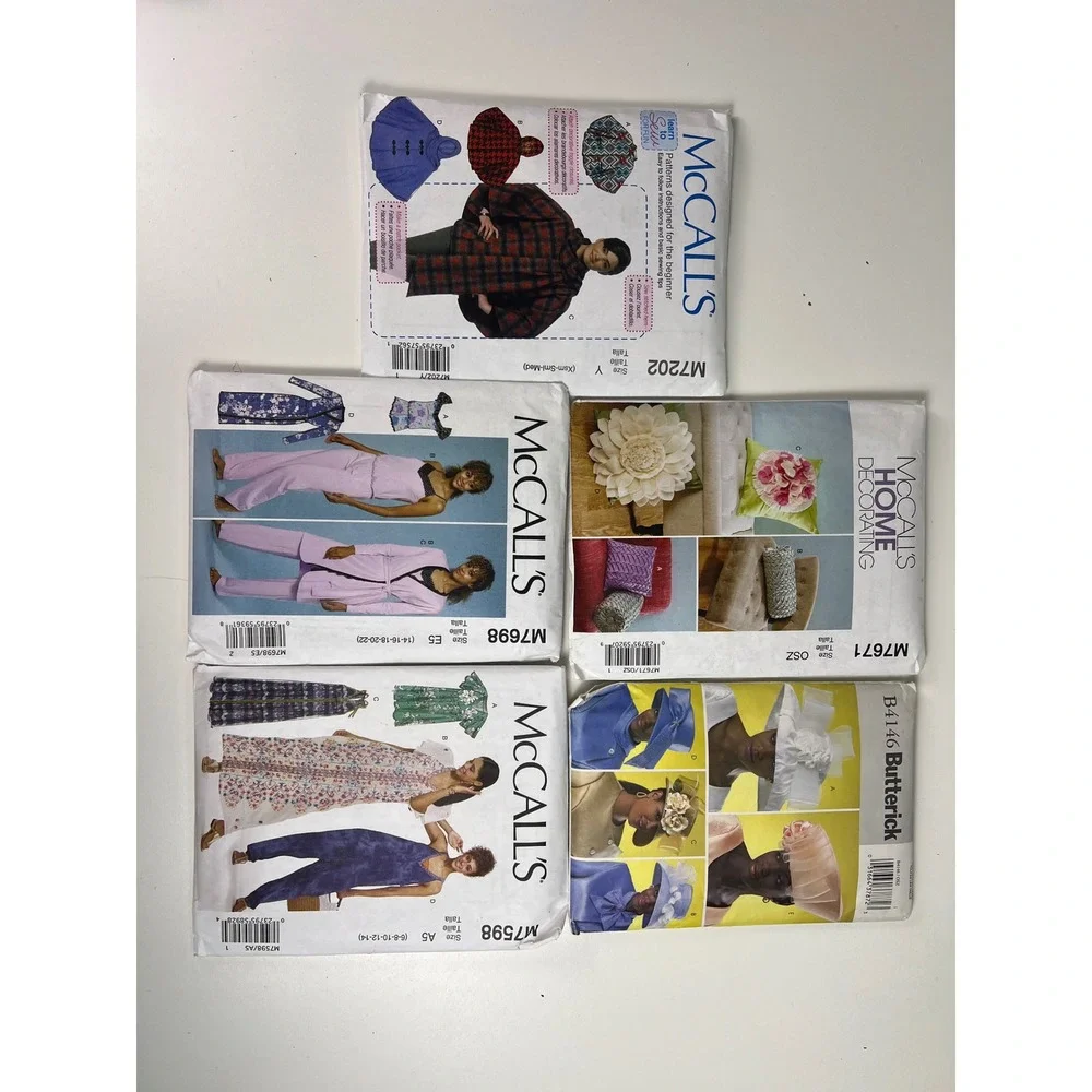 McCalls Butterick Sewing Patterns Lot M7020‎ M7598 M7698 B4146 Home Decorating
